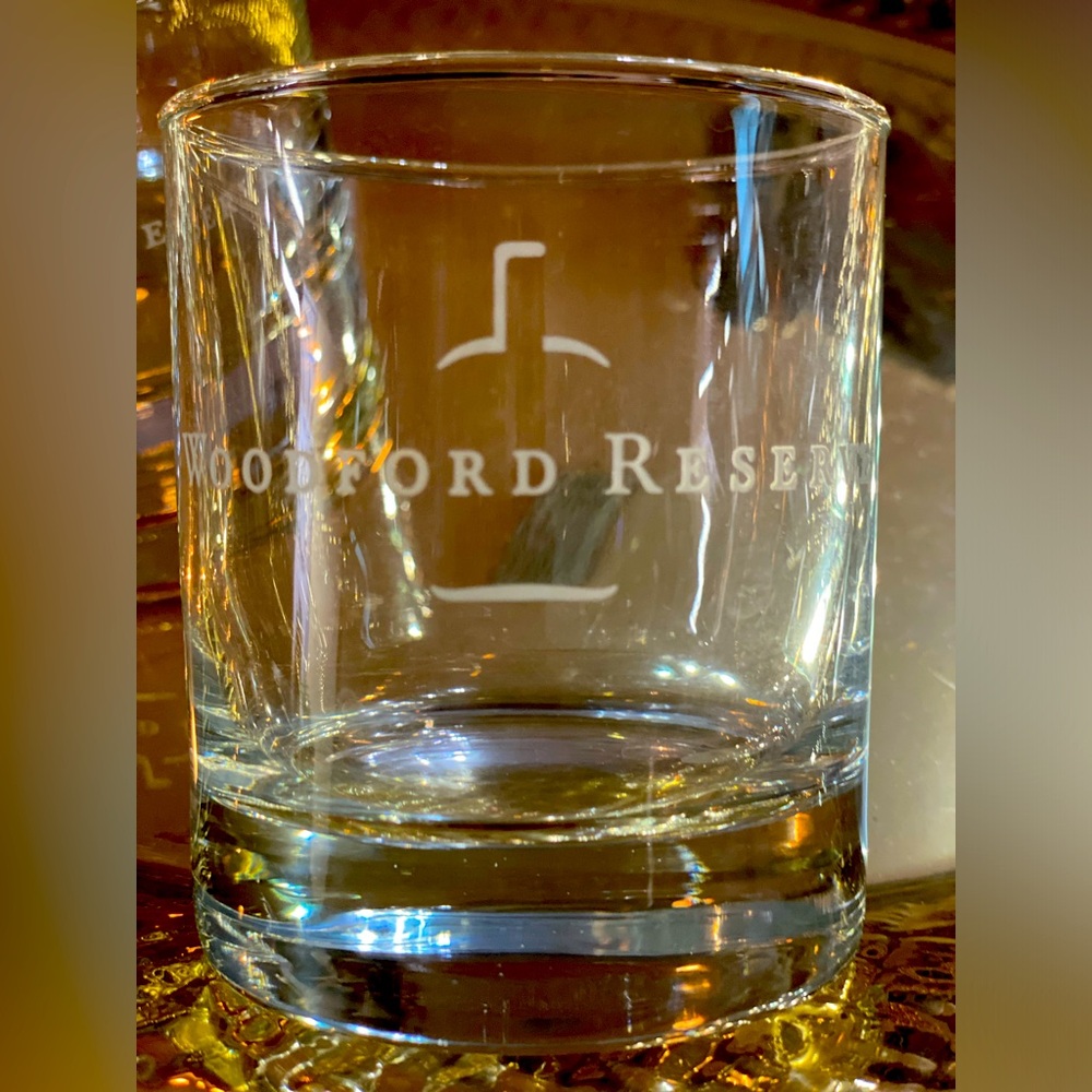 Woodford Reserve Pair of Etched Heavy Bottom Glasses.